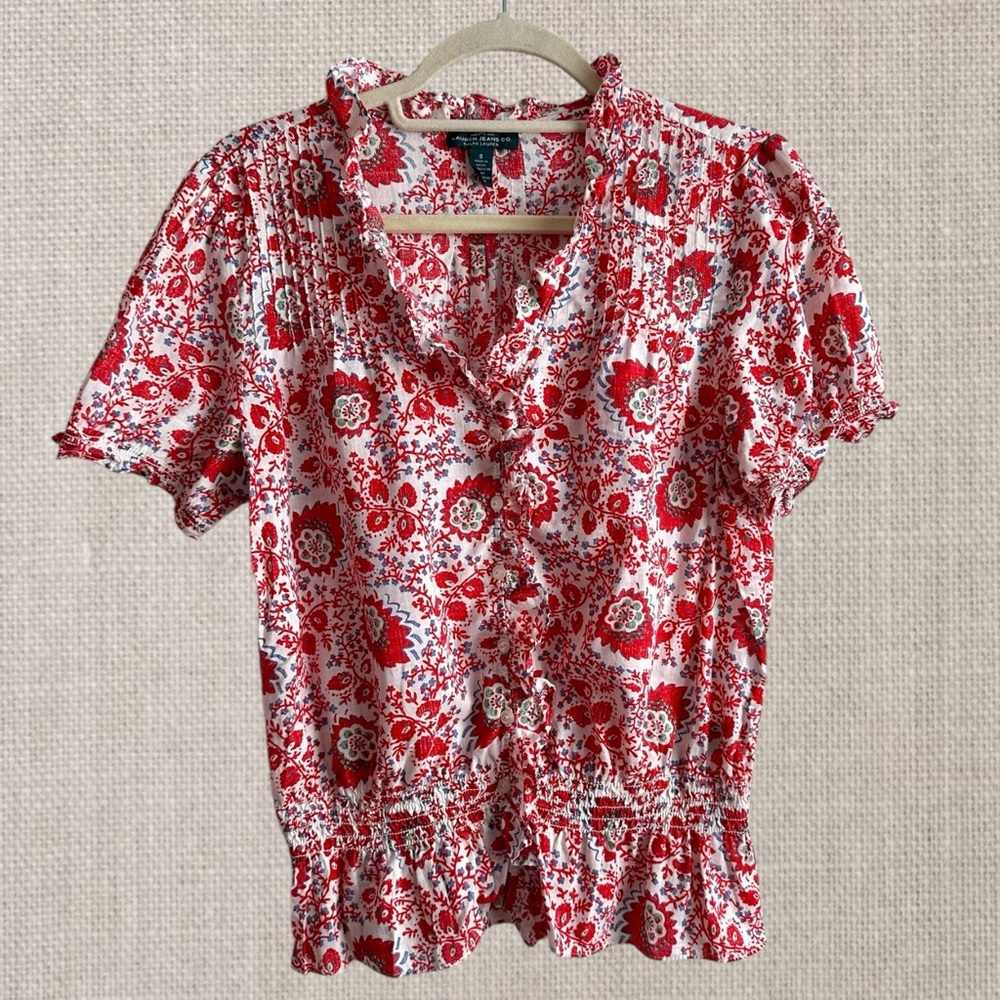 Ralph Lauren Floral Red Blouse